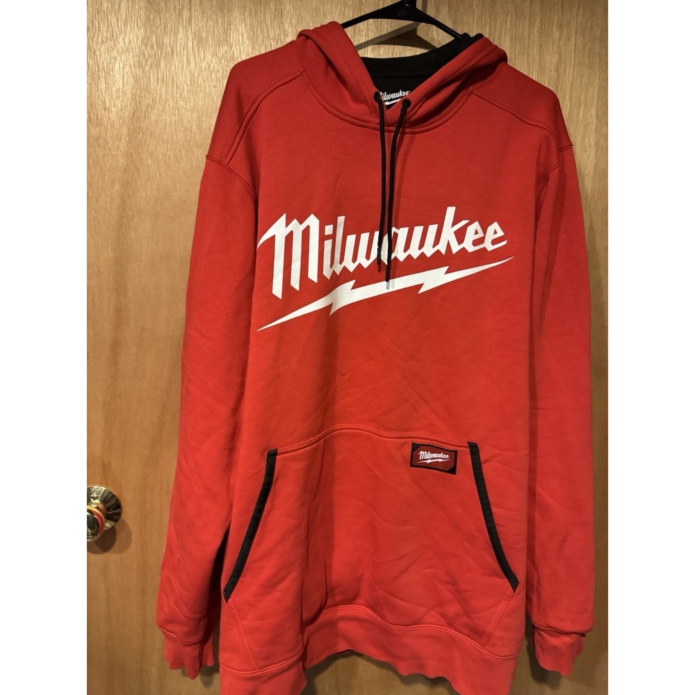 Milwaukee Tool Logo Hoodie Red White Black Mens XXL